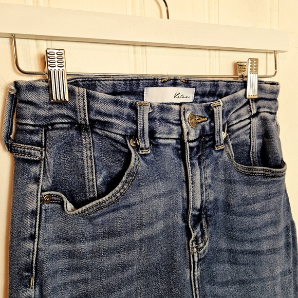 Kancan High Rise Flare Jeans Womens 27 7 Blue Denim Dark Wash Stretchy Boho Chic - Picture 5 of 15